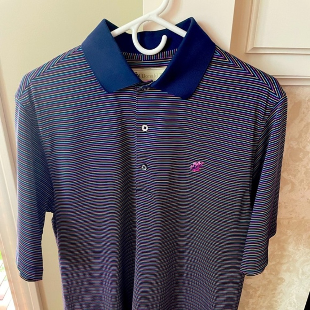 Donald Ross Short Sleeve Polo Blue Stripe. Men’s Size M. Like New